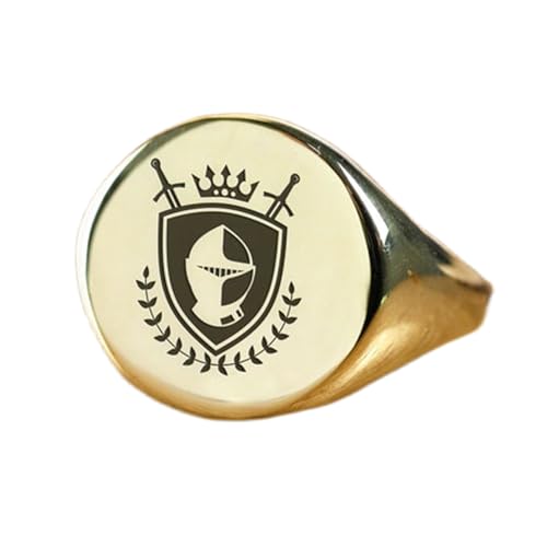 Bague chevalière royale ronde hypoallergénique en argent 925 plaqué or contre les allergies