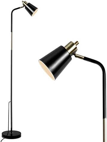 NIOSTA Floor Lamp, Industrial Floor Lamp Height Adjustable 360°Rotation Lampshade Modern Standing Lamp, Floor Lamps for Living Room, Office, Bedroom Reading, Work etc(Black)