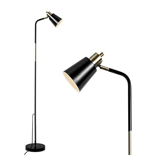 NIOSTA Floor Lamp, Industrial Floor Lamp 360°Rotation Lampshade Modern Standing Lamp, Floor Lamps for Living Room, Office, Bedroom Reading, Work etc(Black)