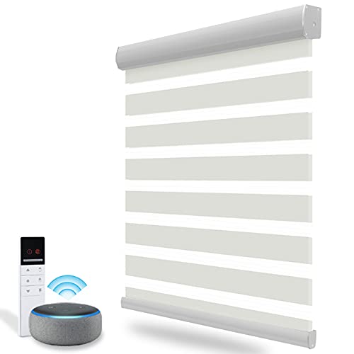 Motorized Blinds with Remote for Windowï¼ŒZebra Blinds & Shades for Living Room/Bedroom/Home, Smart Blinds & Roller Window Shades for Home& Window Blinds,Roller Mini Blinds Blackout (K)