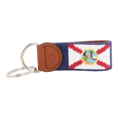 Image of Leather Hand-Stitched Needlepoint Key Fob or Key Chain