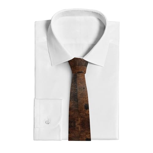 LLOTPQ Cravate élégante en cuir de vache marron pour homme – Longue cravate fine, parfaite pour un mariage, un travail et une tenue formelle, Cuir de vache marron, taille unique – vue 2