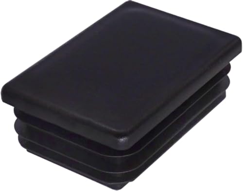 Image of (Pack of 4) Rectangular Plastic Plugs 1-9 /16 inch x 2-3 /8 inch (40 x 60 mm), Matt Tube Inserts, Fence Post Caps, Jet Black RAL 9005