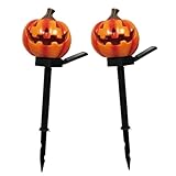 ハロウィン 屋外 ソーラー式 装飾 電飾 2個セット かぼちゃ 庭 イルミネーション ライト ソーラー 太陽光発電 自動点灯 ガーデンライト ジャックオーランタン