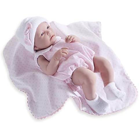 JC Toys 18109 La Newborn-Realistic 17" Anatomically Correct “Real Girl” Baby Doll-All Vinyl in Pink Bubble Suit and Blanket Designed by B Cover