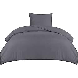 Funda Nordica Polar 90 Utopia Bedding Funda Nordica Cama 90 - Microfibra Juego de Funda de Edredon 135x200 cm y 1 Funda de Almohada 50x75 cm (Gris)
