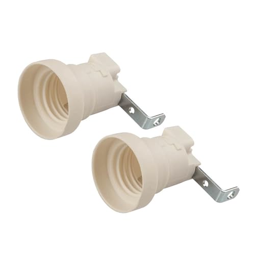 Poly Pool PP0480S Set n.2 Lampholder E27 with Square for Ceiling Lights, Screw Clamps, Ivory 2 Pieces, Plastic
