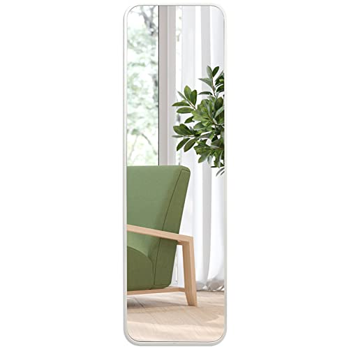 Giftgarden - Giftgarden Spiegel, Aluminiumrahmen, 35,6 x 119,4 cm, weißer Vollspiegel, hoher Ankleidespiegel, Wandmontage oder zum Aufhängen über der Tür, für Schlafzimmer, Badezimmer, Schrank