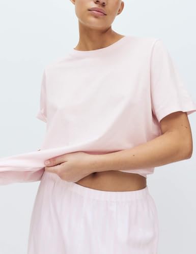 Image of Marks & Spencer Women's Pure Cotton Pyjama Set with Woven Bottoms