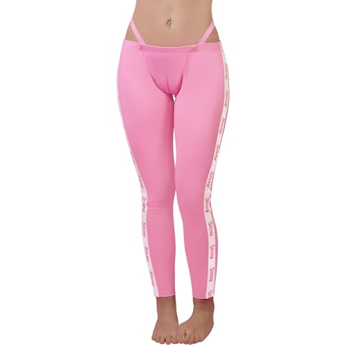 Pantalon rayé sportif en tissu soyeux pour séances de yoga et style sissy