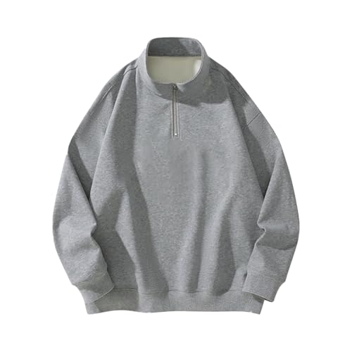 Sweatshirts for Men Trendy 2024 Quarter Zip Stand Collar Long Sleeve Pullover Loose Casual Comfy Teen Boys Fall Tops