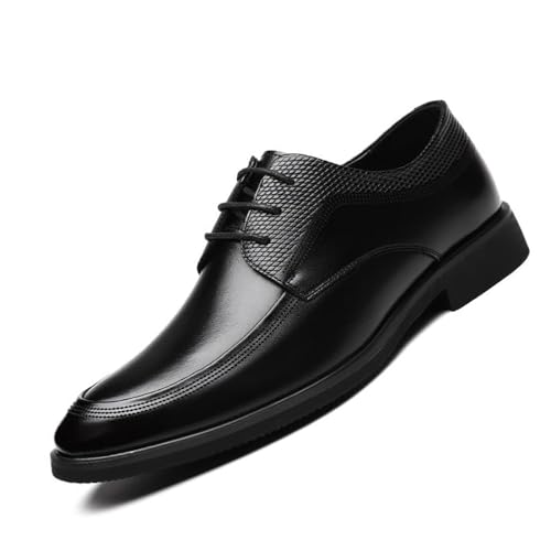 Men’s Leather Oxfords Dress Shoes, Round Toe Lace-up Business Formal Round Toe Wedding Classic Office Comfortable Oxford