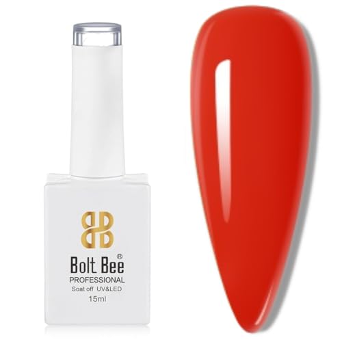 Image of Bolt Bee Cherry Red Color Gel Nail Polish Soak Off UV Gel DIY at Home Manicure Salon Nail Art (45, 15ml)