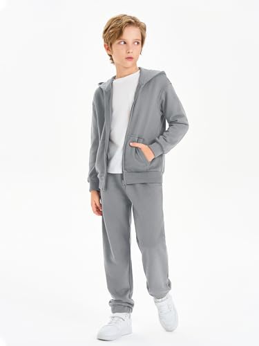 Image of Haloumoning Boys Sweatsuits Kids Active Zip Hoodie Sweatershirt and Jogger Sweatpants 5-14 Years