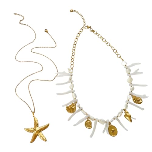 Collier perles étoile de mer et coquillages pour revivre la magie des vacances en mer