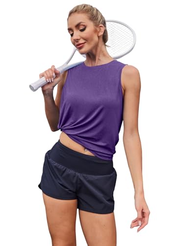 Image of Womens Workout Tank Tops Lightweight Sleeveless Shirts for Women Loose Fit Tops for Athletic Running Tennis Yoga