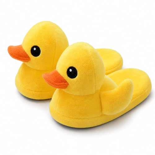 acdiac Funny Cozy Duck Slippers for men women Winter Warm Fuzzy Soft Non-slip Yellow Duck Shoes Adult For Home Indoor Theme party (5-8.5Women/4-7.5Men-Slippers)