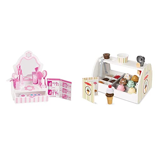 Image of Melissa & Doug Vanity Play Set | Pretend Play | 3+ | Gift for Boy or Girl & Wooden Ice Cream Set