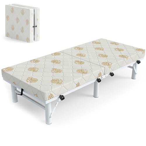 【Materasso in spugna spesso】Regala ai tuoi ospiti una buona notte di sonno! Il nostro letto pieghevole è dotato di materassi in spugna spessi 10 cm/3,9 pollici per fornire il comfort e il supporto modellante di cui il tuo corpo ha bisogno. E il materasso non si deforma anche dopo un lungo sonno.