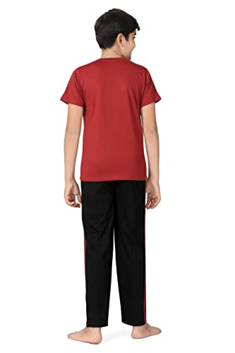 Image of Kids Night Suit for Boys - Cotton Set of Pyjama & T-Shirt Sleepwear - Lightweight & Comfortable Night Wear for Kids