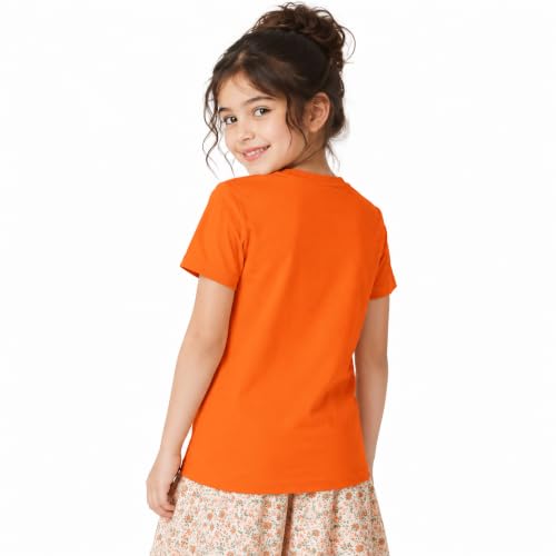 Image of Kids Round Neck Girls Tshirt | Short Sleeves | Natural Organic 100% Cotton Soft Comfortable Fabric | Plain Color Original Branded Half Sleeve | School t-Shirt for Girl Kid | Sleepwear Everyday Casual