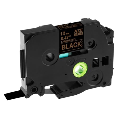 �������C�G���[��12mm�u���b�N���x���e�[�vTZE 231 TZE-MQY31 TZE-MQ531 TZE-MQE31 TZE-MQF31 TZE-MQG31 E105���x���v�����^�[�ƌ݊���(Gold on black)