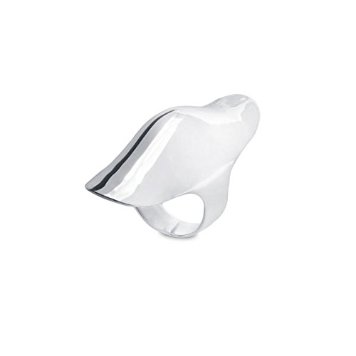 Silverly Sterling Silver Full Finger Ring for Women - Polished 925 Silver Long Chunky Statement Shield Ring - Bold Modern Gothic Jewelry - Unique Knuckle Armour Rings