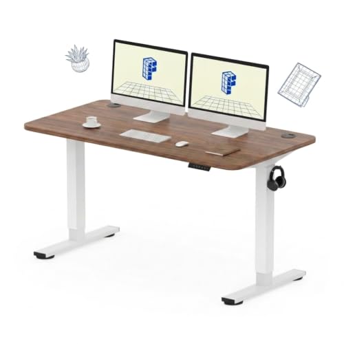 Image of SE1 / Flexi Spot EN1 Electric Height Adjustable Desk | 2 Year Warranty | 4 Memory Pre-Set | Adjustable Length (White-Walnut, 160x75CM)