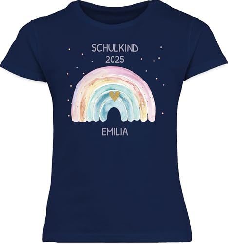 T-Shirt Mädchen - Einschulung - Schulkind 2025 Name Regenbogen |...