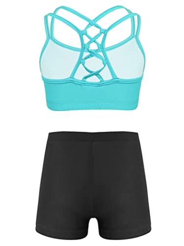 Kids Girls Ballet/Dance/Gymnastics/Sports Outfit Crop Tops with Booty Shorts Activewear Swimwear2
