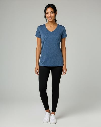 Image of Real Essentials 5 Pack: Women's Dry-Fit Short Sleeve V Neck T Shirt Workout Fitness Yoga Top Tee (Available in Plus Size)