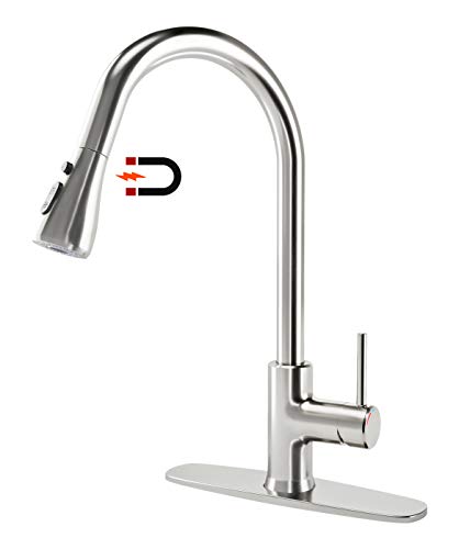 Kitchen Faucet with Pull Down Sprayer, Kitchen Sink Faucet, Single Handle High Arc Pull Out Brushed Nickel Sinks Faucet