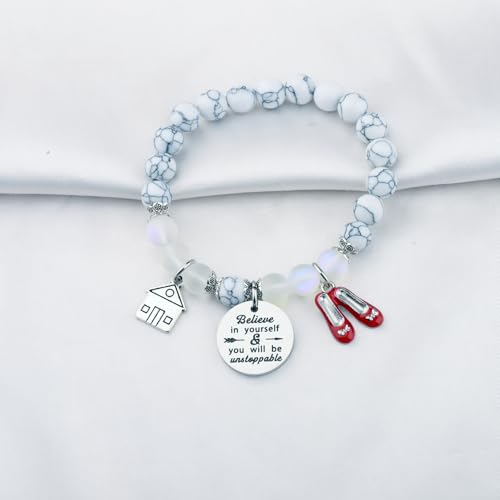 Image of FUSTMW Red Shoe Bracelet Do-roth Gifts Red Slippers Jewelry Movie Fans Inspired Gifts Wand Charm