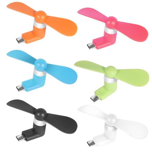 Gfytdxe Mini Cell Phone Fan - Colorful Powerful Fan Compatible for iPhone, iPad, Android Smartphone,Tablet - Cell Phone Summer Accessories - (6-Pack)