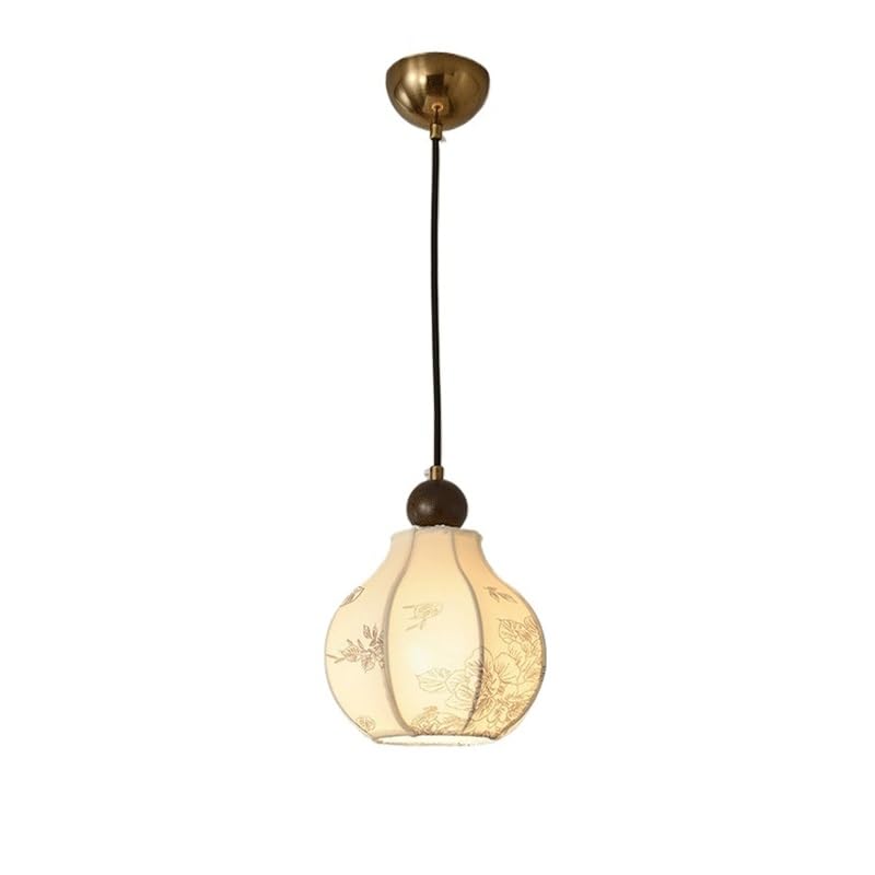 Lustre tricolore variable wabi-sabi en tissu imprimé blanc de 7.9IN