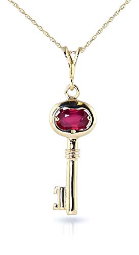 Galaxy Gold GG 0.5 ct 14k Solid Gold Necklace Ruby Key Pendant Charm Pendant