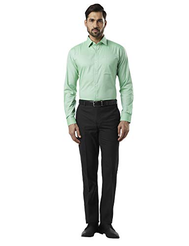 Image of Raymond Men's Pure Cotton Solid Pattern Slim Fit Semi Cutaway Collar Full Sleeve Formal Shirt