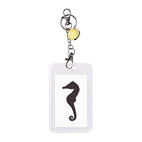Étui carte de crédit silhouette hippocampe noir et cloche jaune pour protection optimale