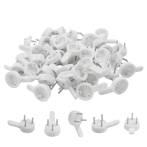 Hordion 50 PCS Plastic Hangers Photo Frame Hanging Hooks, Traceless Wall Hooks Concrete Wall Picture Hangers, Hardwall Traceless Nail for Hanging Picture, Photo, Frame(25*15mm)