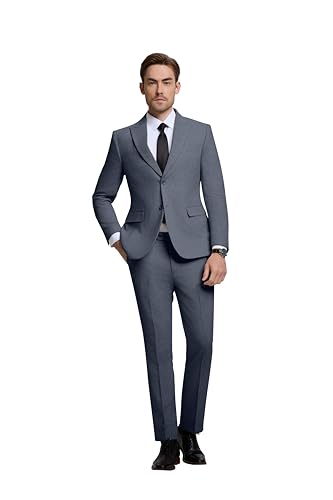 Retro Mens 2 Piece Suit Tweed Herringbone Slim Fit Suits Groomsmen Tuxedos Prom Jacket Blazer Pants for Men
