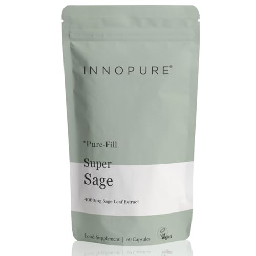 INNOPURE Super Sage Leaf Menopause Supplement 4000mg Pure-Fill (No Fillers or Binders) 2 Month Supply 60 Vegan Capsules UK Made