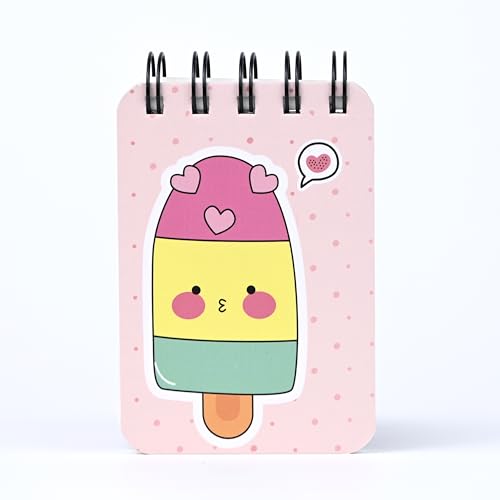 Image of Spiral Pocket Notebook (7.5 x 11 cm) | Cute Mini Notepad | Small Handy Notebook for School, Office & Personal Notes (Icecream)