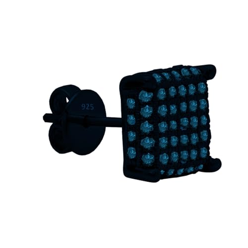 Dazzlingrock Collection 0.25 Carat (ctw) Round Diamond 7.4mm Hip Hop Iced Out Stud Earring (1 Pc Only) in Black & Blue Plated 925 Sterling Silver, Unisex Design Ladies, Mens Real Diamond Earrings