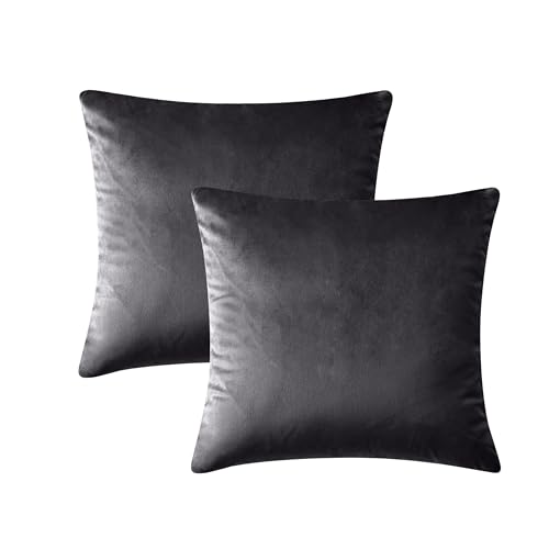 Imperial Rooms Cushion Covers 45 x 45 cm Pack of 2 Square Throw Velvet Pillow Cases Bedroom Decor Cushion for Sofa Living Room Car (Charcoal