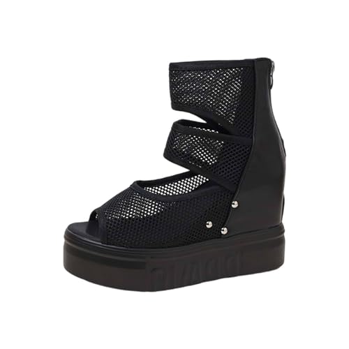 Sandalias de plataforma de cuña para mujer, sandalias bohemias, sandalias de verano, sandalias de playa, sandalias de plataforma, zapatos de oliva, Black, 40 EU