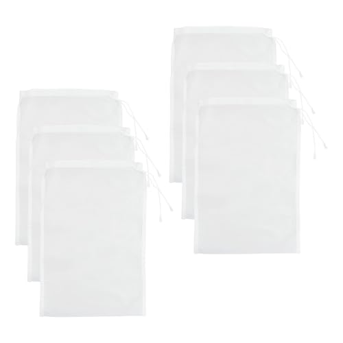 6 Pc Bolsas de Leche de Nueces 20x30cm, Bolsa de Colador Reutilizable Nailon, Paños para Filtrar Liquido con Cordón, Lavables Filtro de Leche Filtrante, para Zumos de Frutas Verduras, Café, Vegetal