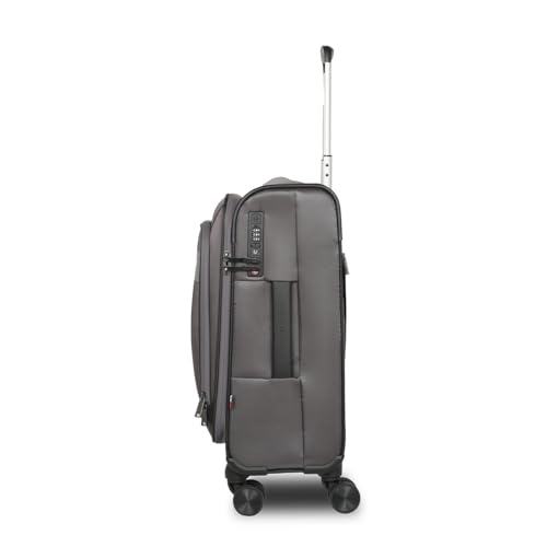 Image of Tommy Hilfiger Westfield Unisex Mid Soft Luggage - Black | 14-inch Laptop Compatible | Twill Polyester Shell | Flushed TSA Lock | 360 Self-Lubricating Double Wheels | 64L Capacity | 70cm