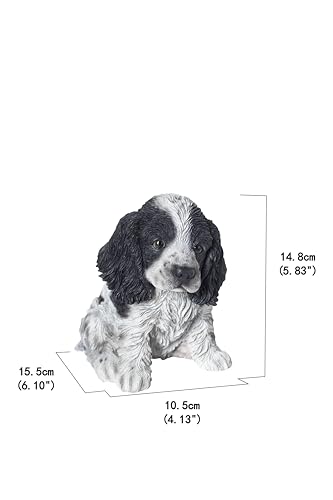 Estatua de Cocker Spaniel Blanco y Negro miniatura 3