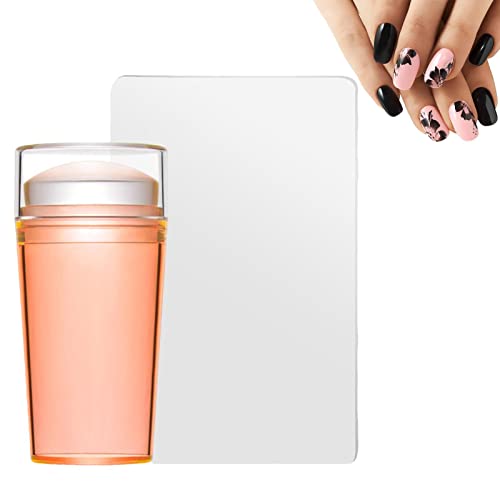 Jildouf Jelly - Sello de uñas de silicona transparente, herramientas de uñas con raspador, herramienta de arte de uñas para manicura en el hogar, bricolaje, salón de arte de uñas