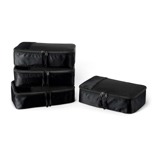 AmazonBasics Lot de 4 sacoches de rangement pour bagage Taille S, Noir